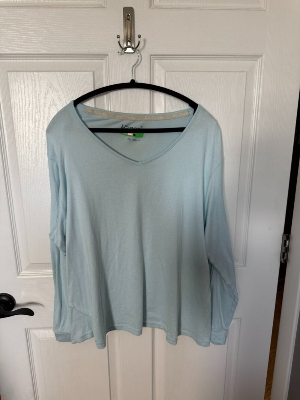 Hanes Light Blue Long Sleeve V-Neck